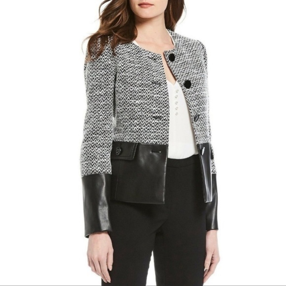 KARL LAGERFELD TWEETED FAUX LEATHER JACKET‎